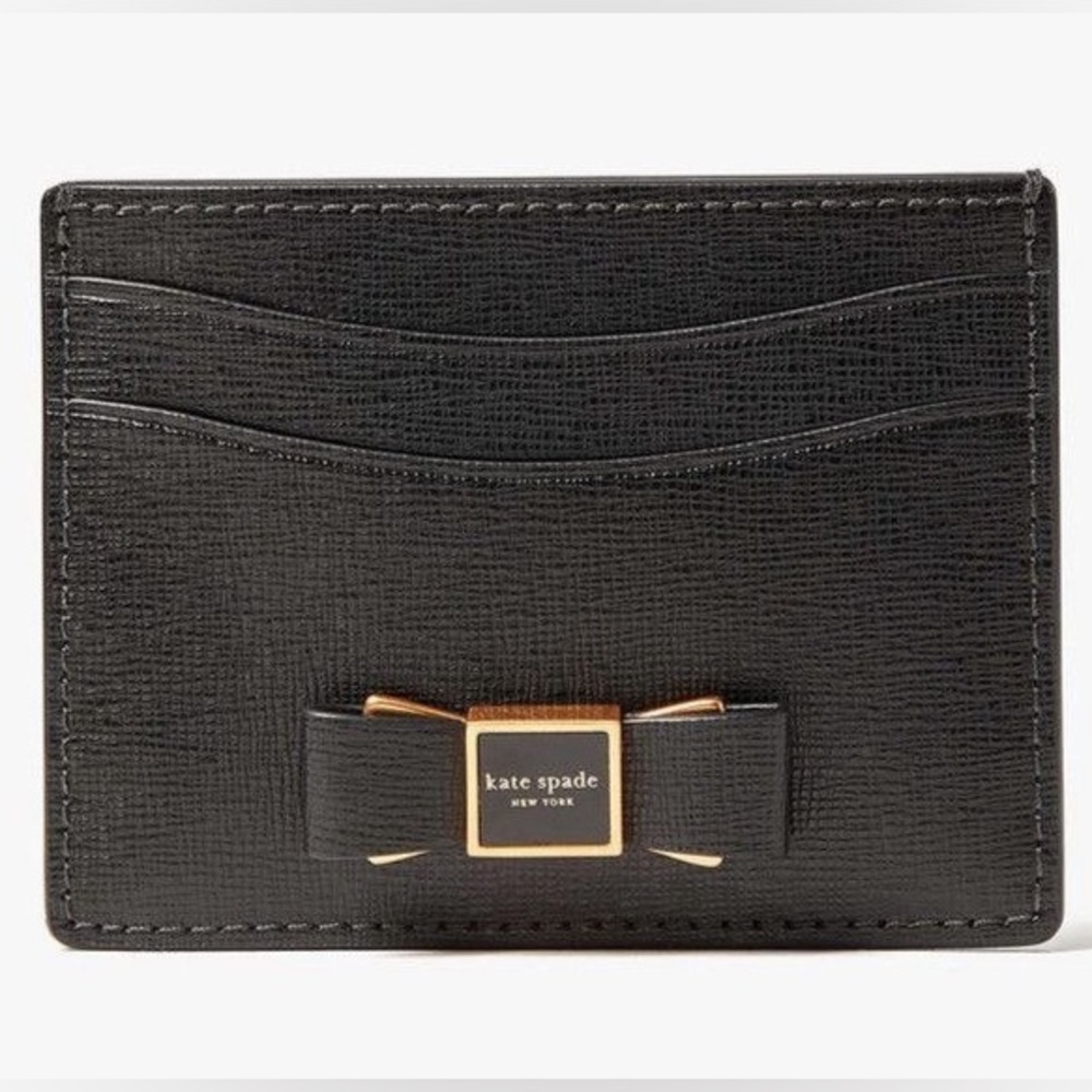 Kate Spade Black Bow Morgan Embellished Leather Card Holder